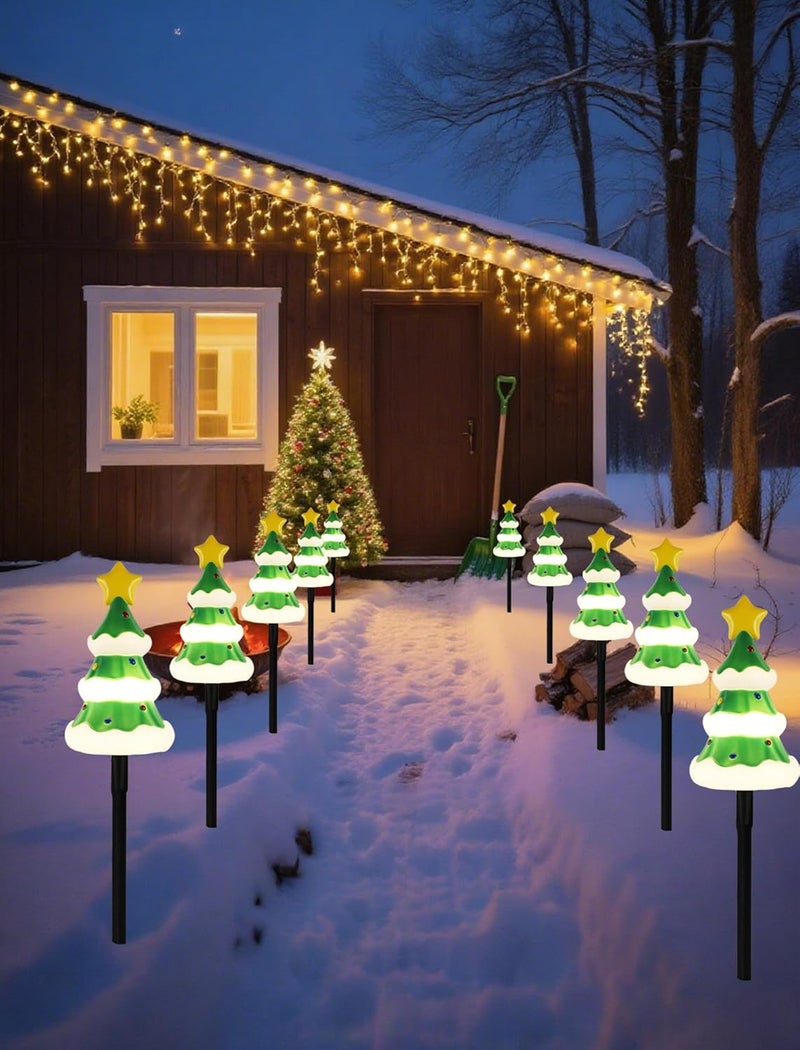 Adirxon 5 Pack Outdoor Christmas Lights for Walkway, Heavy-Duty Christmas Tree Yard Stakes, Waterproof Plug-in Pathway Lights for Holiday Decor, Connectable Outdoor Decorations for Yard, Lawn - Image 5